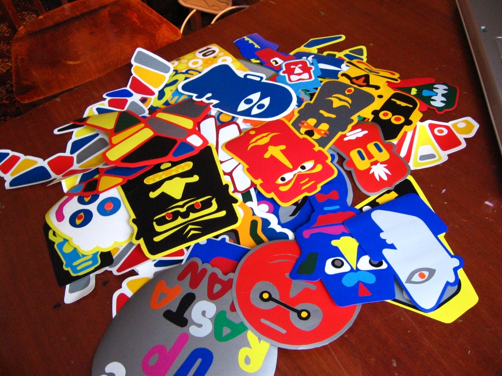 Stickers are cut by hand, a huge amount has been made.